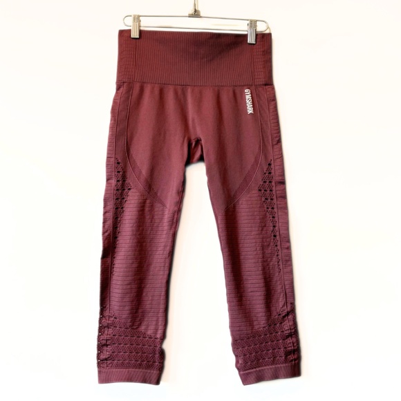Gymshark Energy Seamless Crop Leggings Plum Size S - Picture 3 of 9